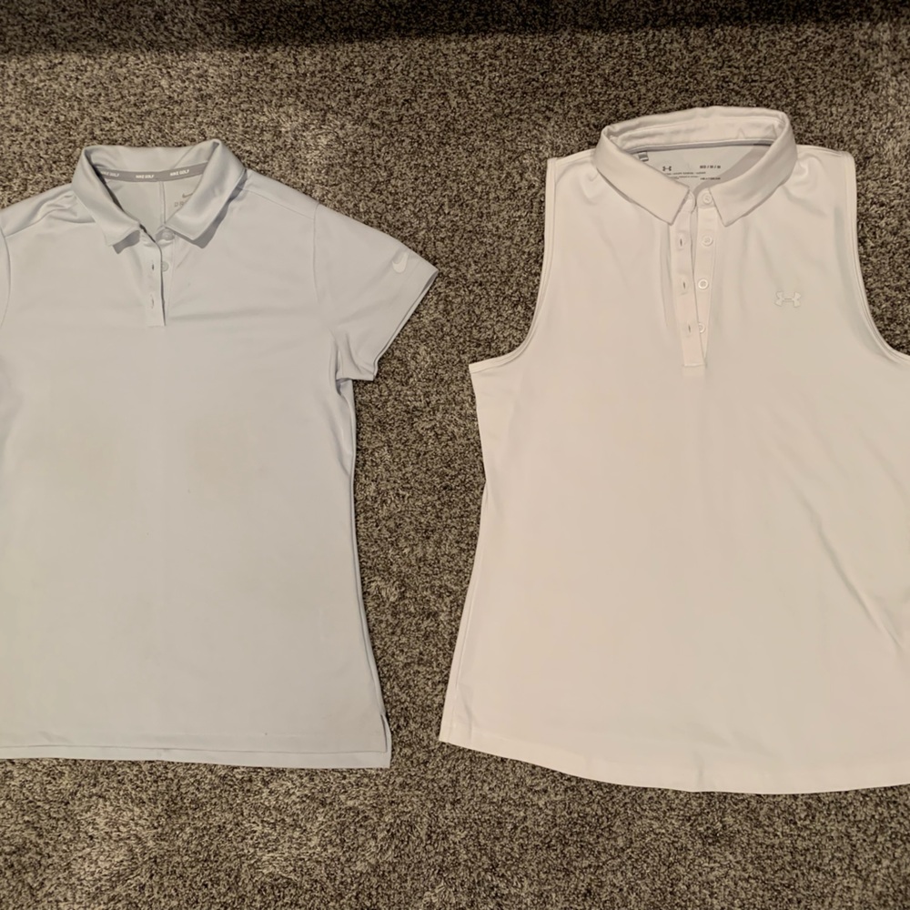 Womens golf shirts/ Nike and Under Armour. Size M